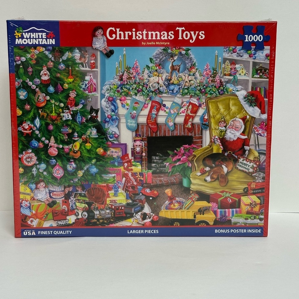 White Mountain Christmas Toys 1000 Piece Puzzle 24” x 30” Factory Sealed Box